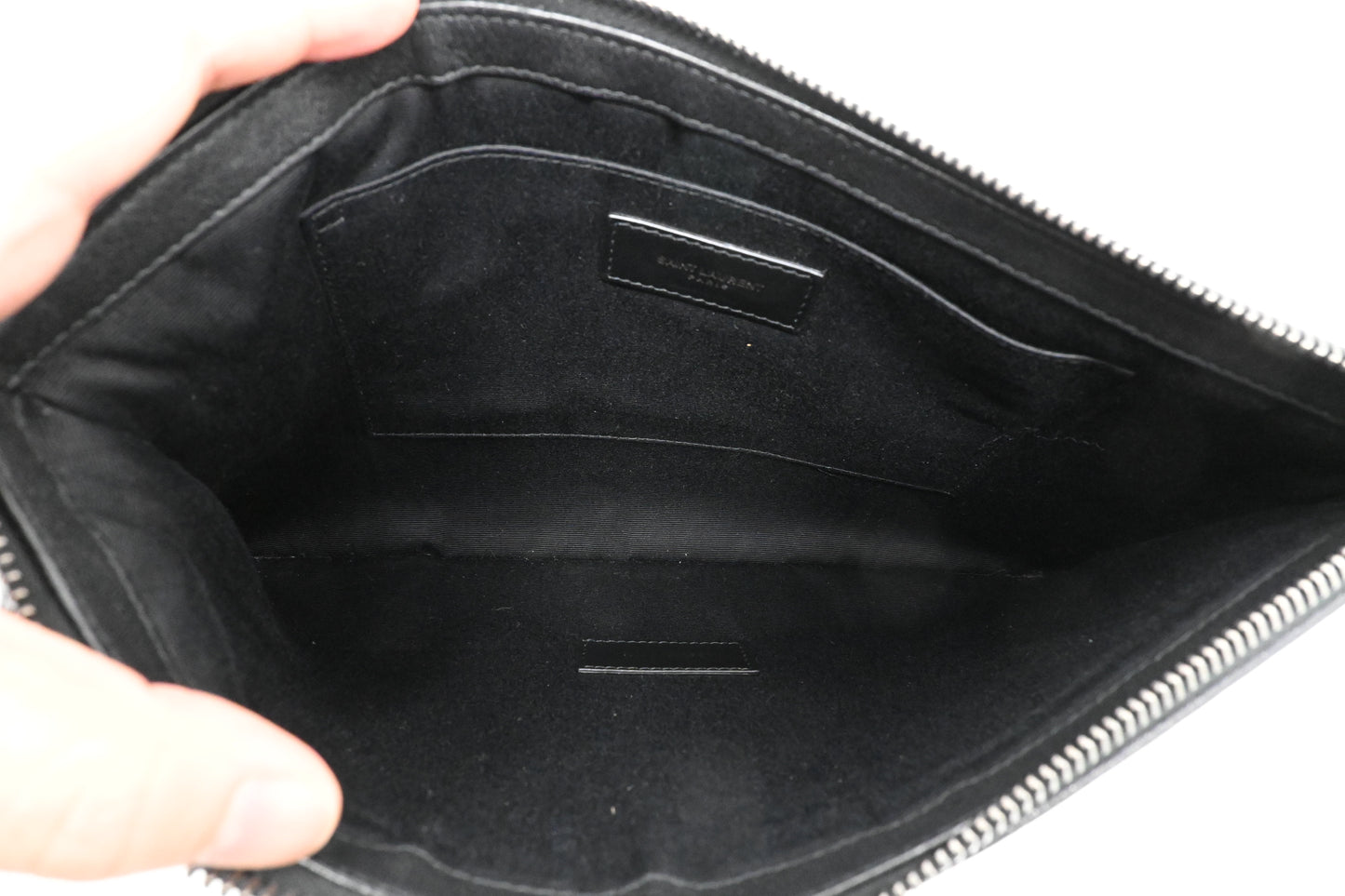 YSL Saint Laurent Wrist Pouch in Beige Canvas