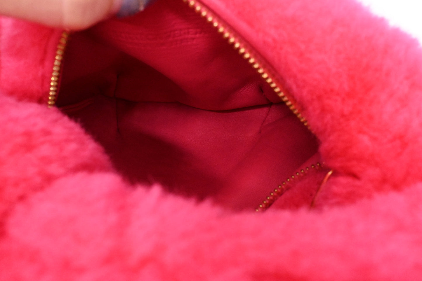 Bottega Veneta Mini Jodie in Pink Shearling