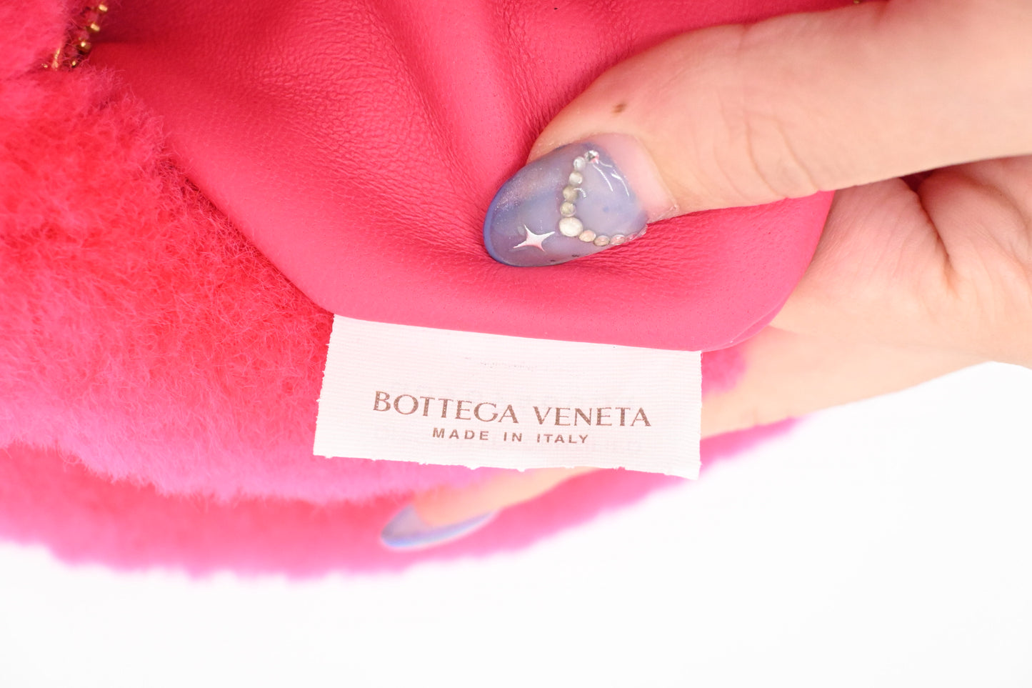 Bottega Veneta Mini Jodie in Pink Shearling