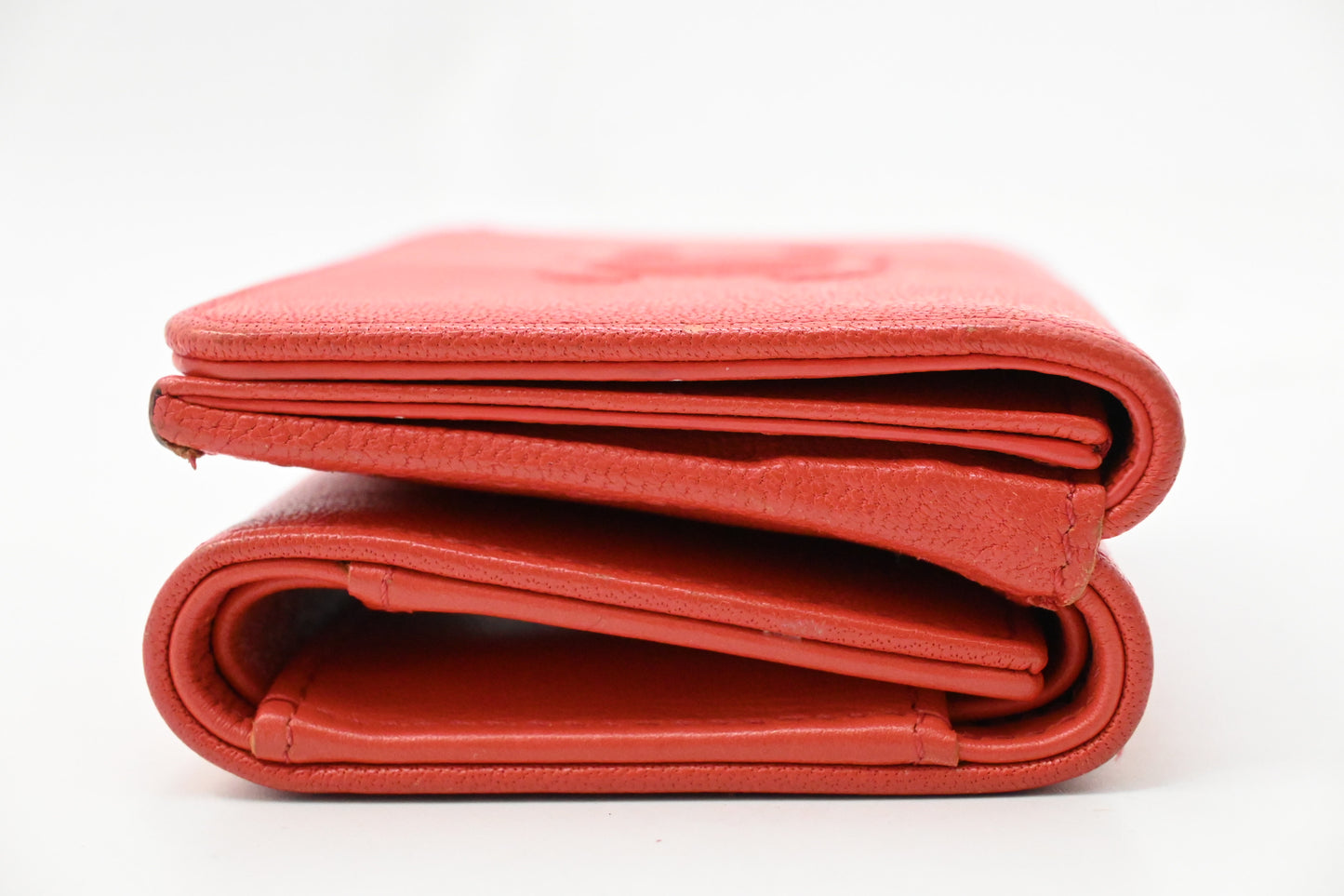 Chanel Trifold Wallet in Red Orange Leather