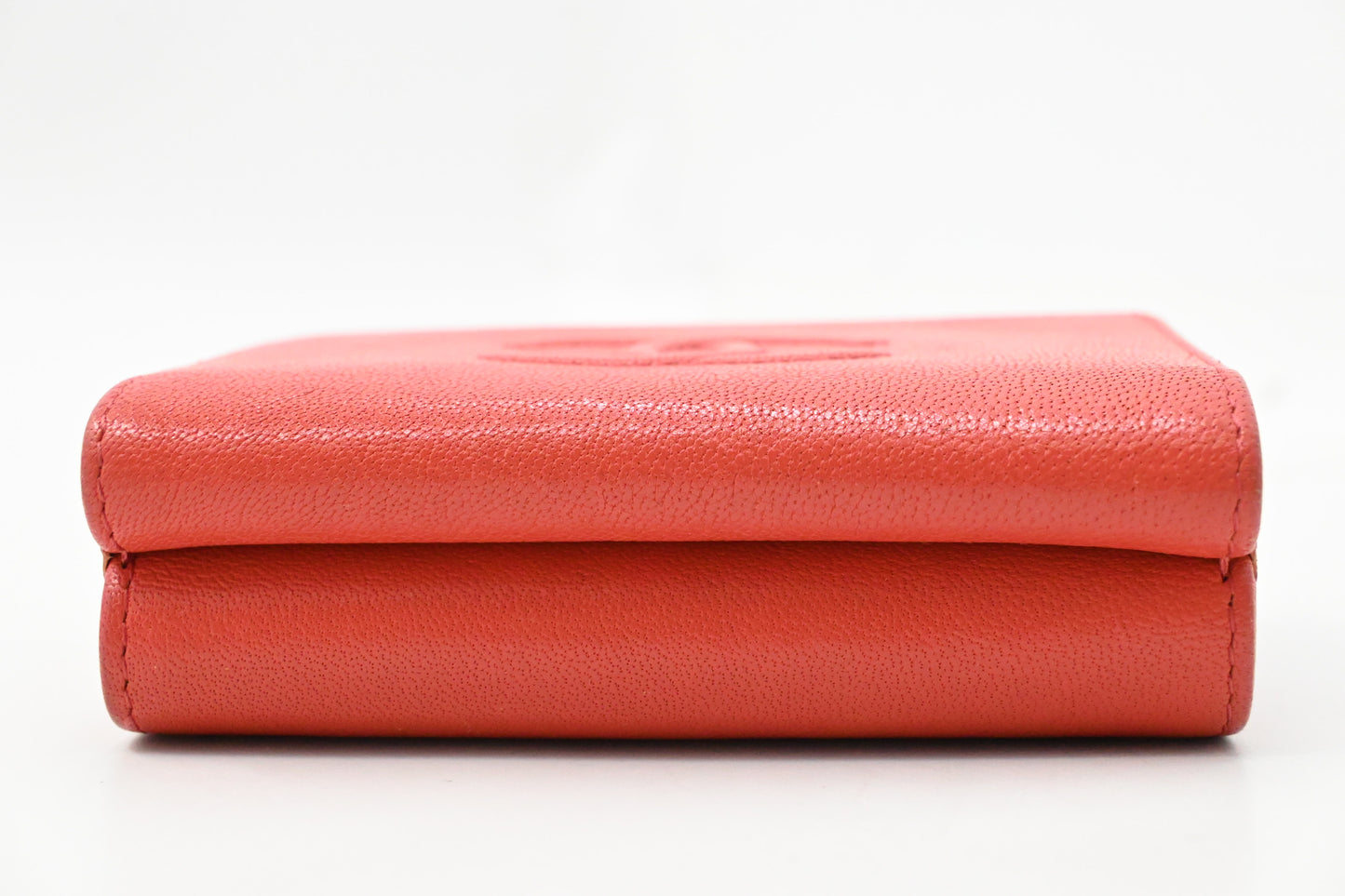 Chanel Trifold Wallet in Red Orange Leather