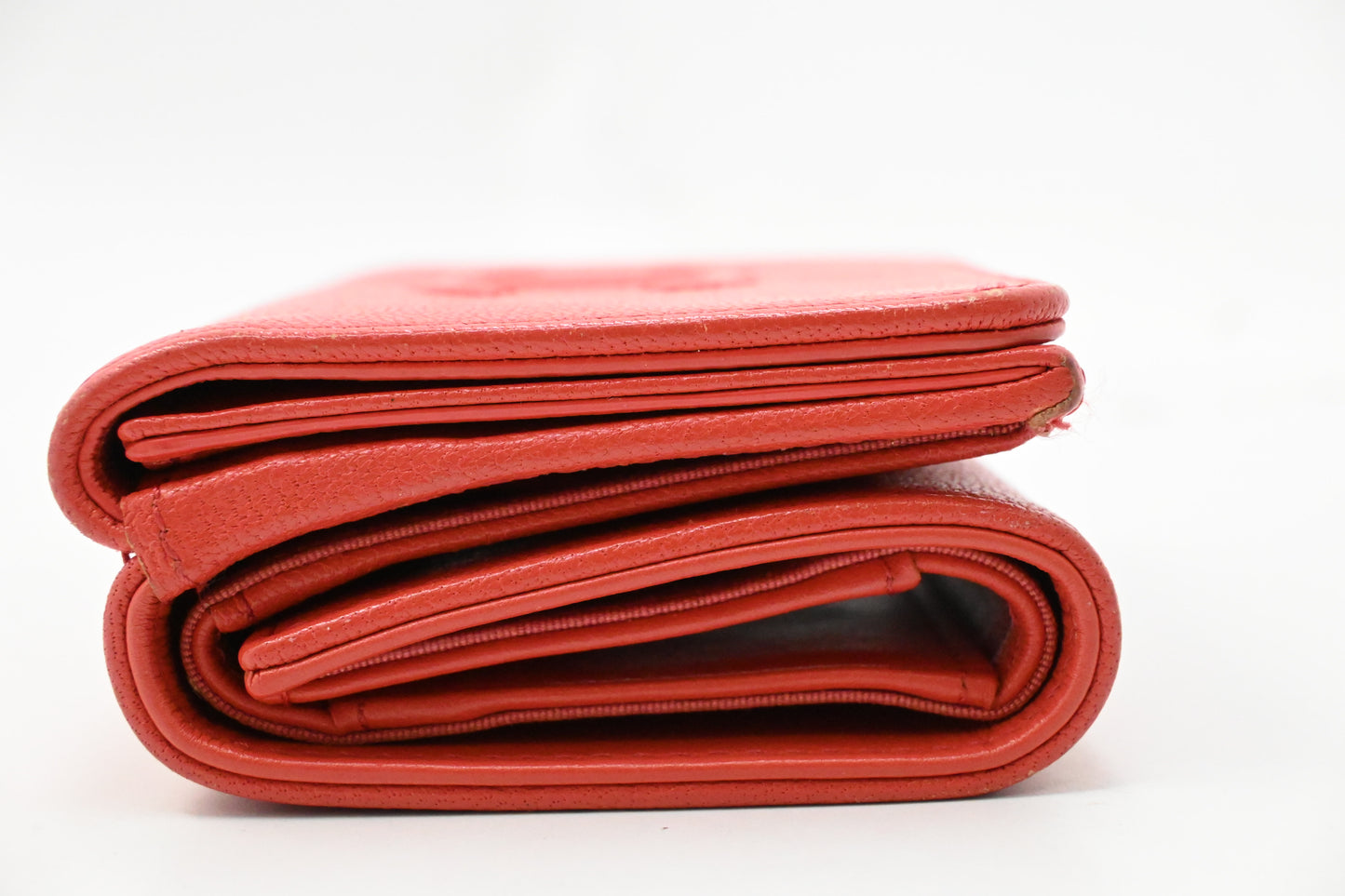 Chanel Trifold Wallet in Red Orange Leather
