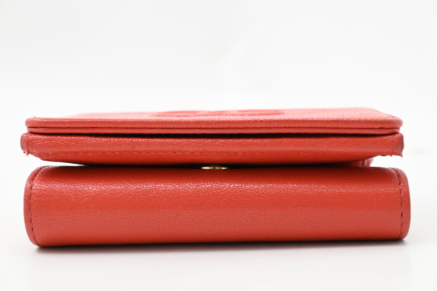 Chanel Trifold Wallet in Red Orange Leather