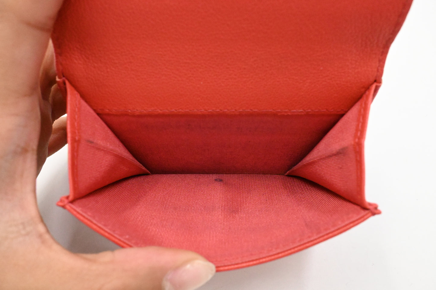 Chanel Trifold Wallet in Red Orange Leather