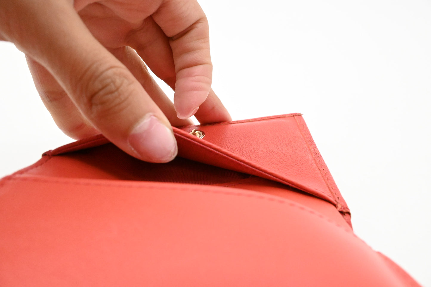 Chanel Trifold Wallet in Red Orange Leather