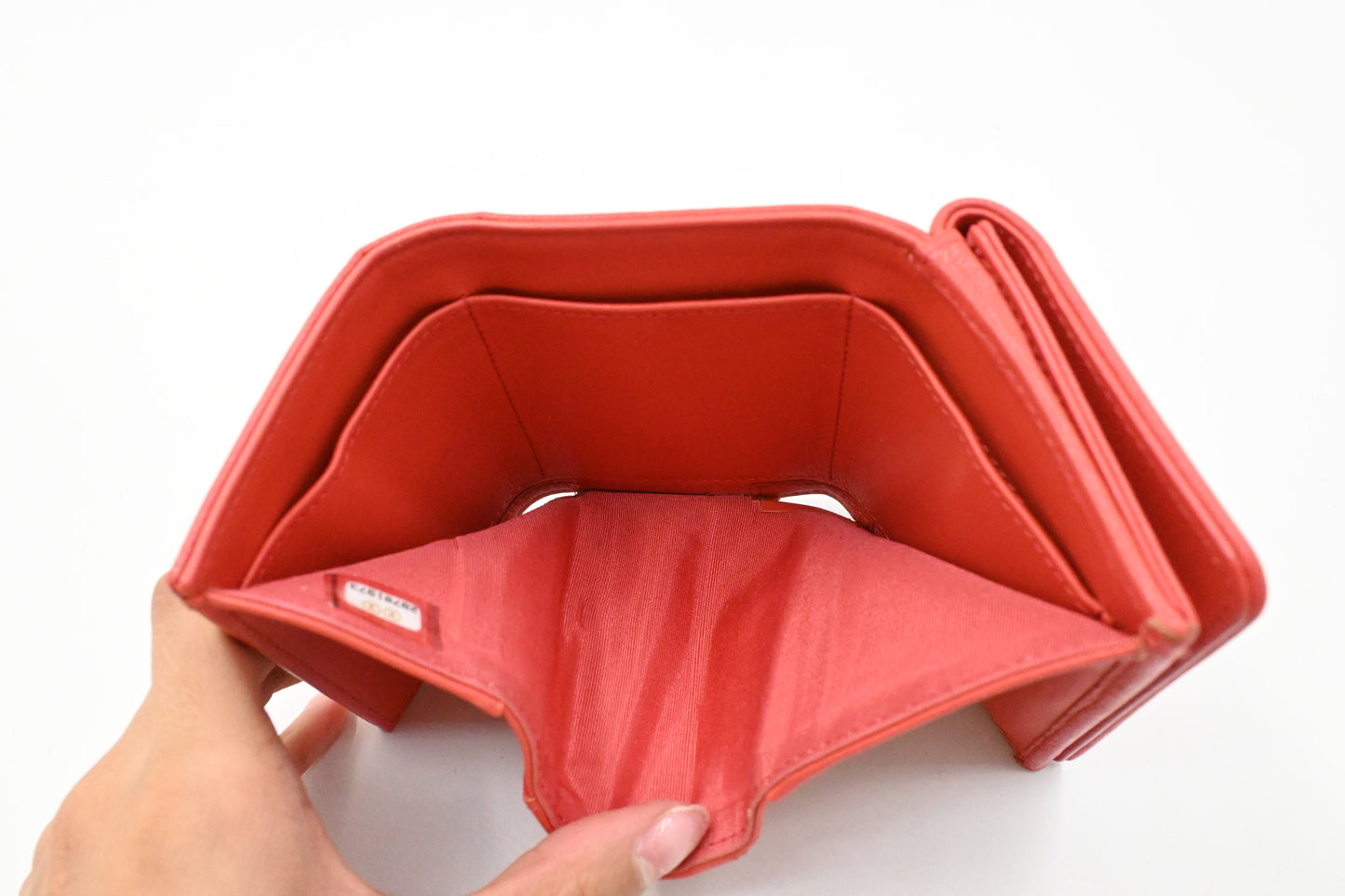 Chanel Trifold Wallet in Red Orange Leather