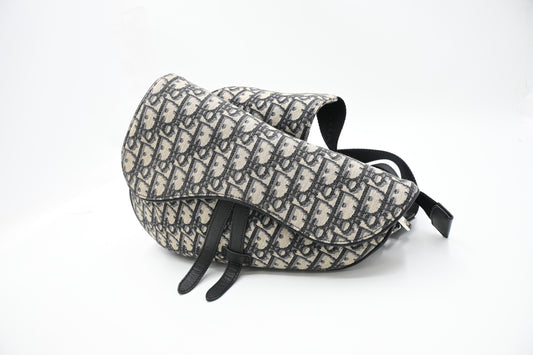 Dior Saddle Bag Crossbody in Blue Oblique Canvas