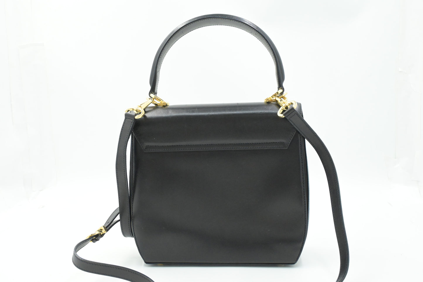 Ferragamo Gancini 2way Bag in Black Leather