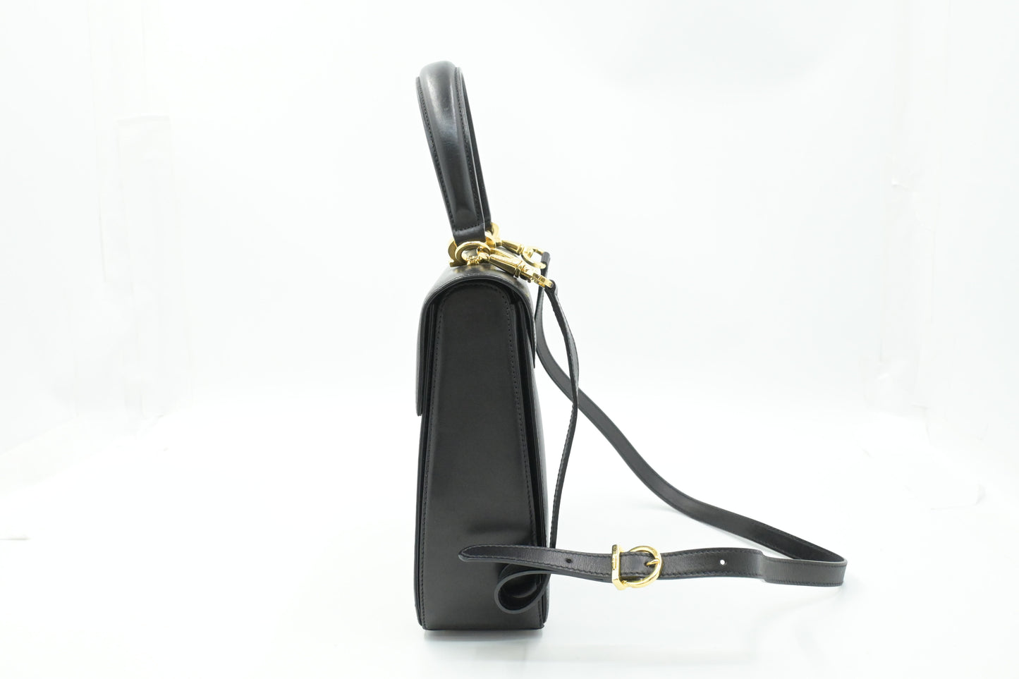 Ferragamo Gancini 2way Bag in Black Leather