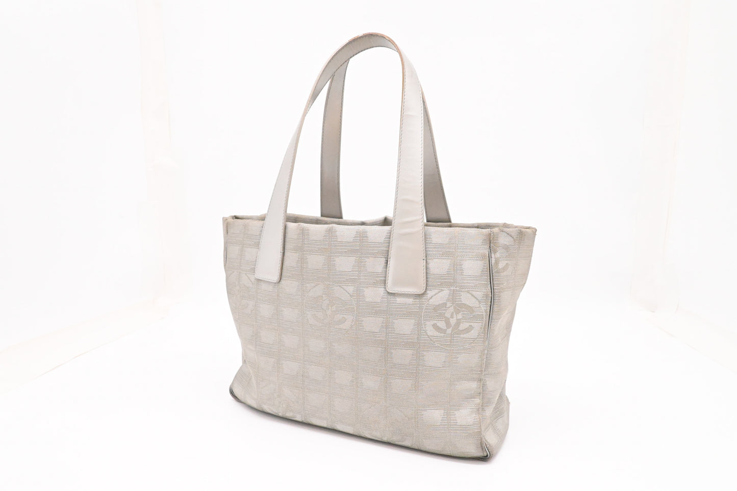Chanel Small New Travel Line Tote in Silver Canvas