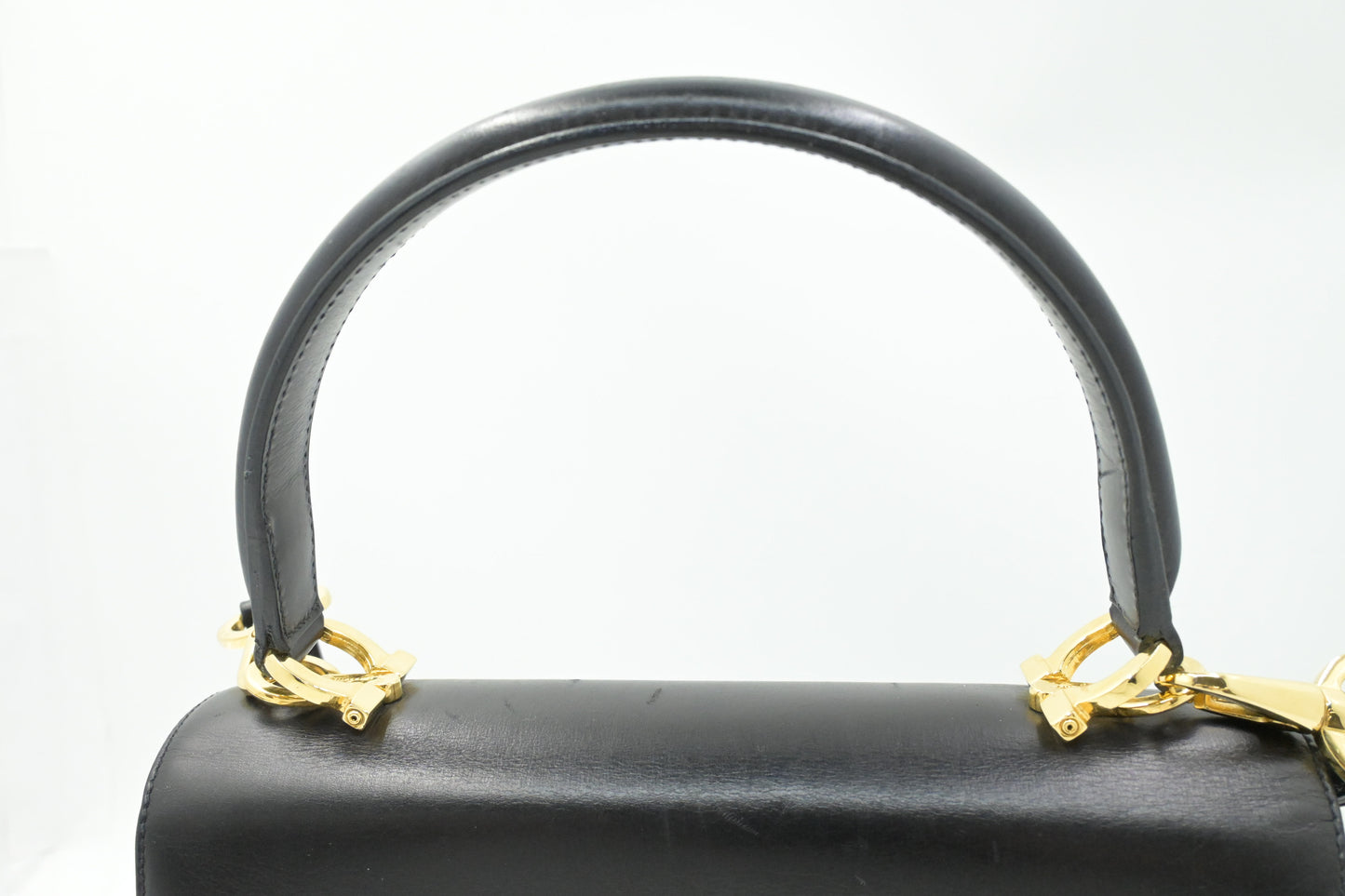 Ferragamo Gancini 2way Bag in Black Leather