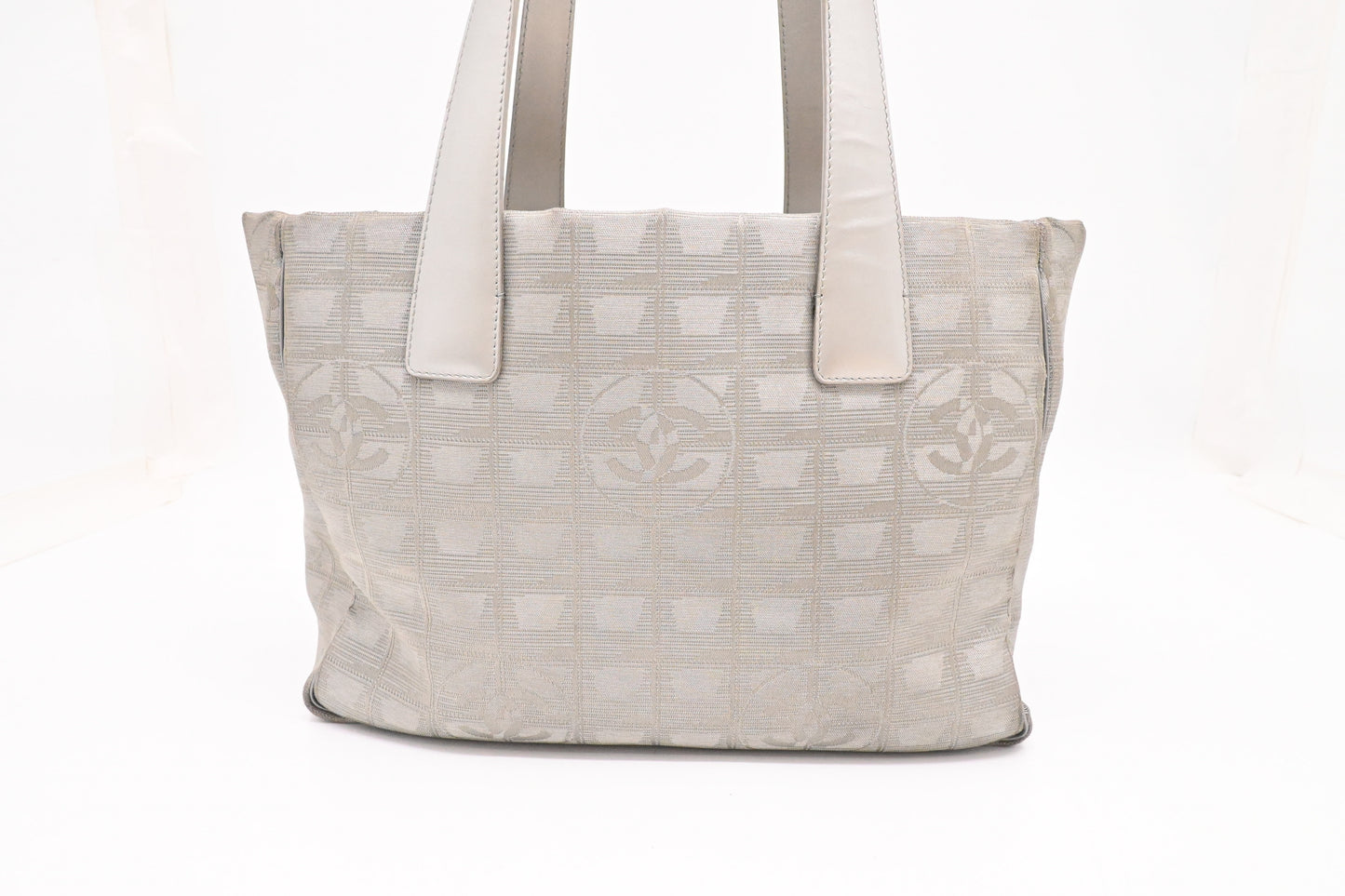 Chanel Small New Travel Line Tote in Silver Canvas