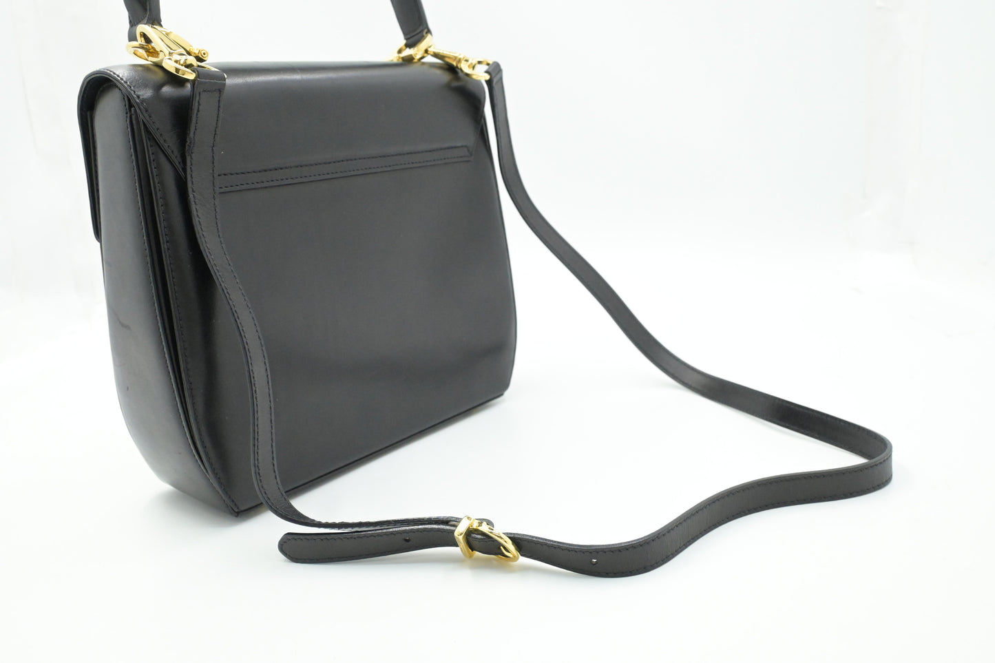 Ferragamo Gancini 2way Bag in Black Leather