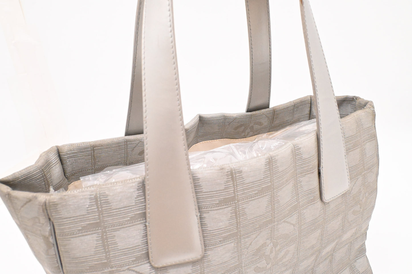 Chanel Small New Travel Line Tote in Silver Canvas