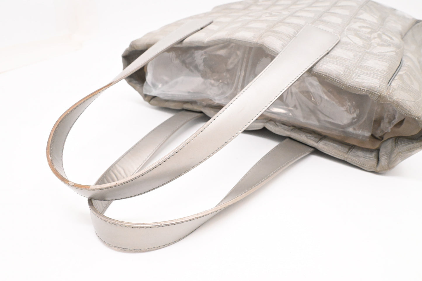 Chanel Small New Travel Line Tote in Silver Canvas