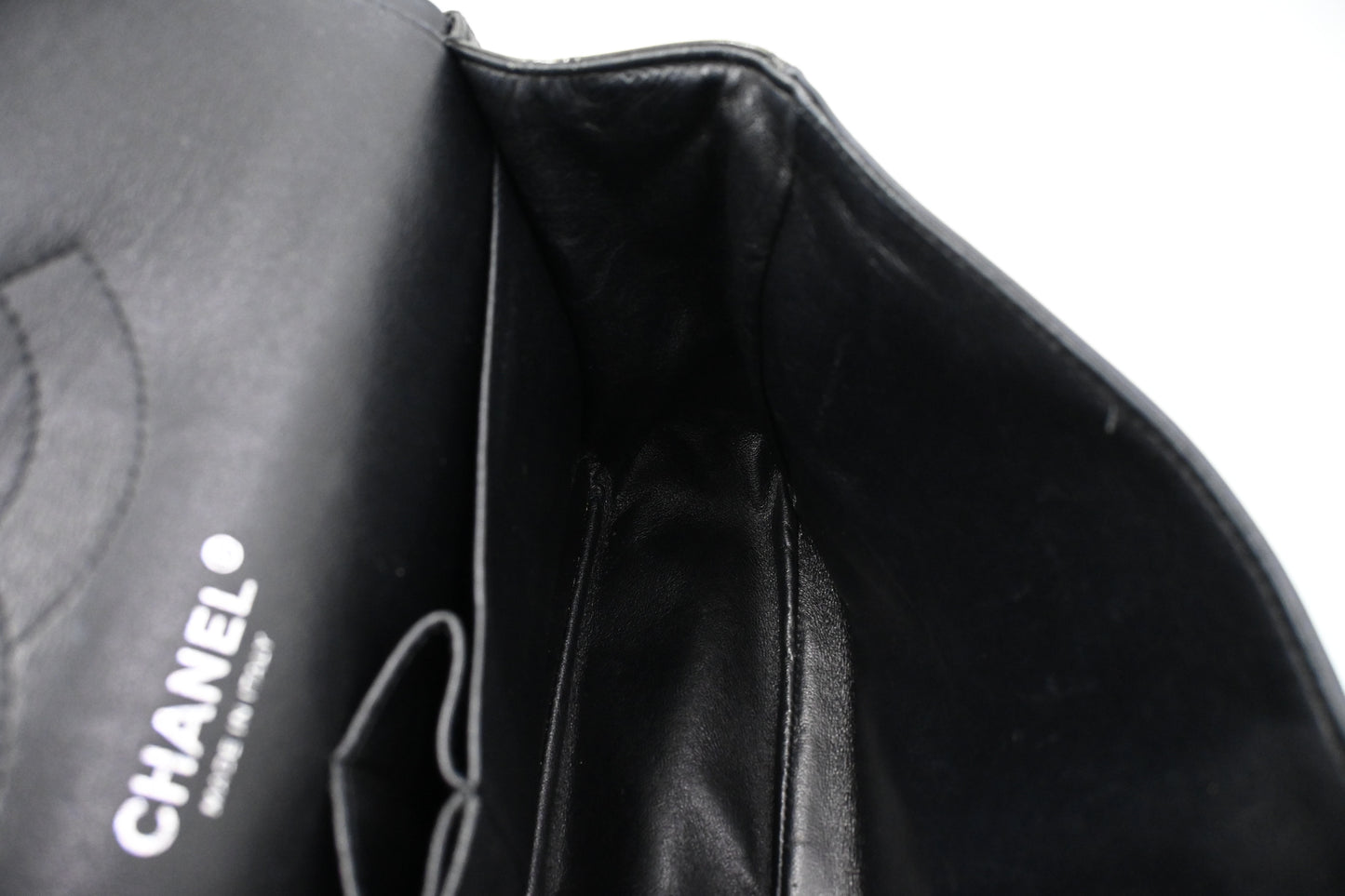 Chanel Jumbo Flap in Dark Green Striated Patent Leather