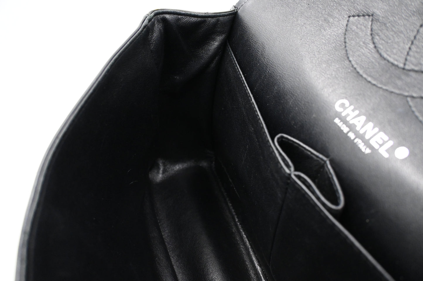 Chanel Jumbo Flap in Dark Green Striated Patent Leather