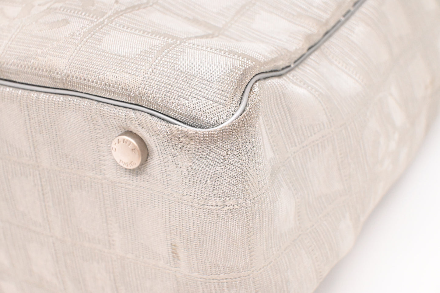 Chanel Small New Travel Line Tote in Silver Canvas