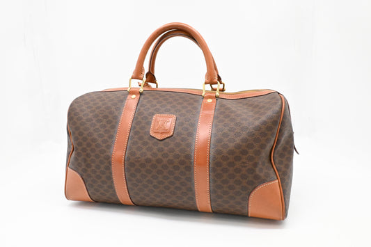 Celine Boston Bag in Brown Macadam Canvas