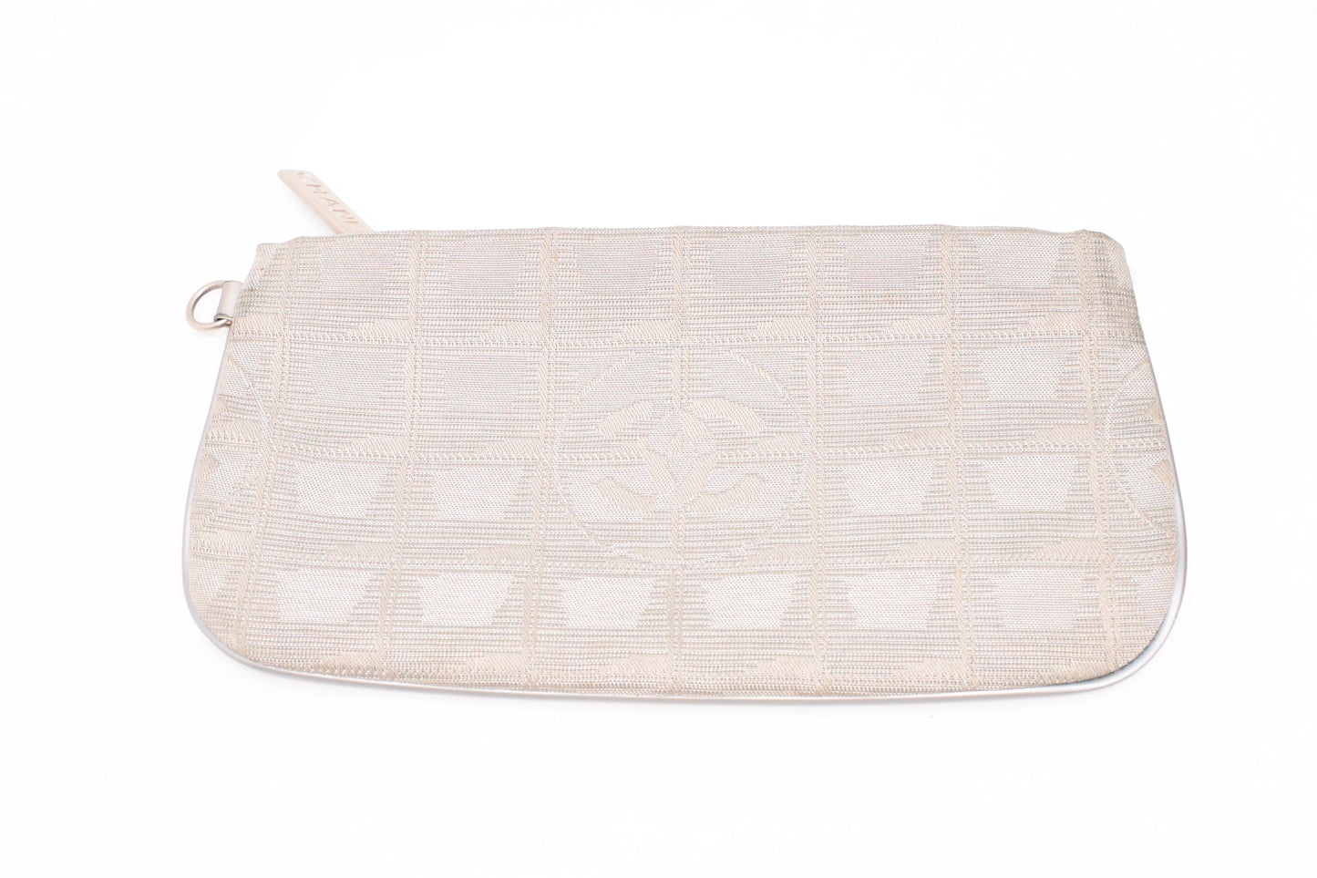 Chanel Small New Travel Line Tote in Silver Canvas