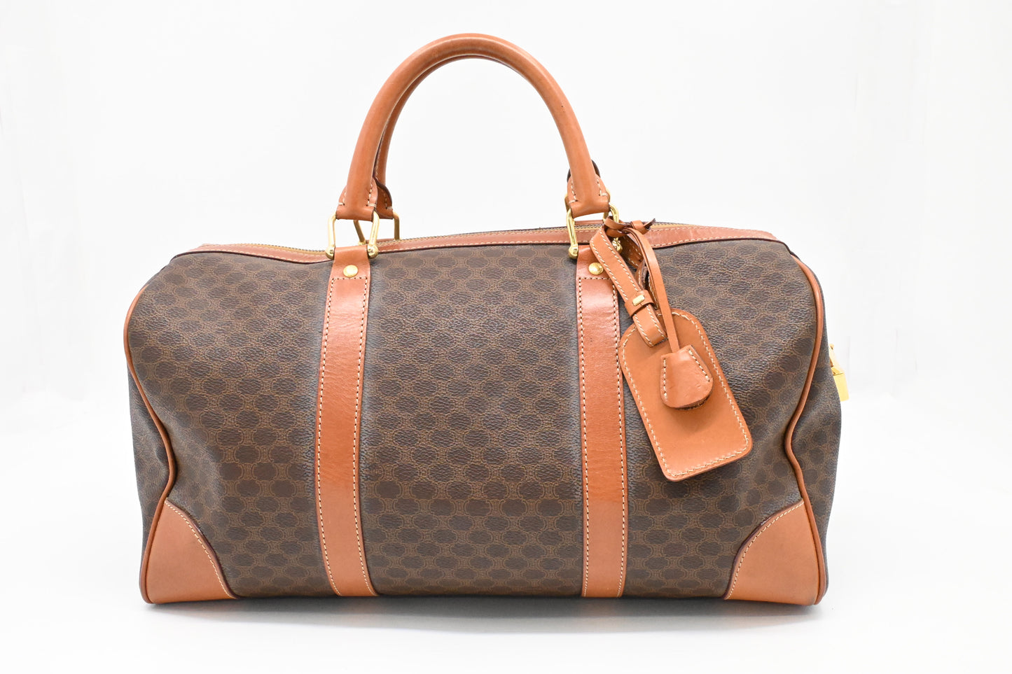 Celine Boston Bag in Brown Macadam Canvas