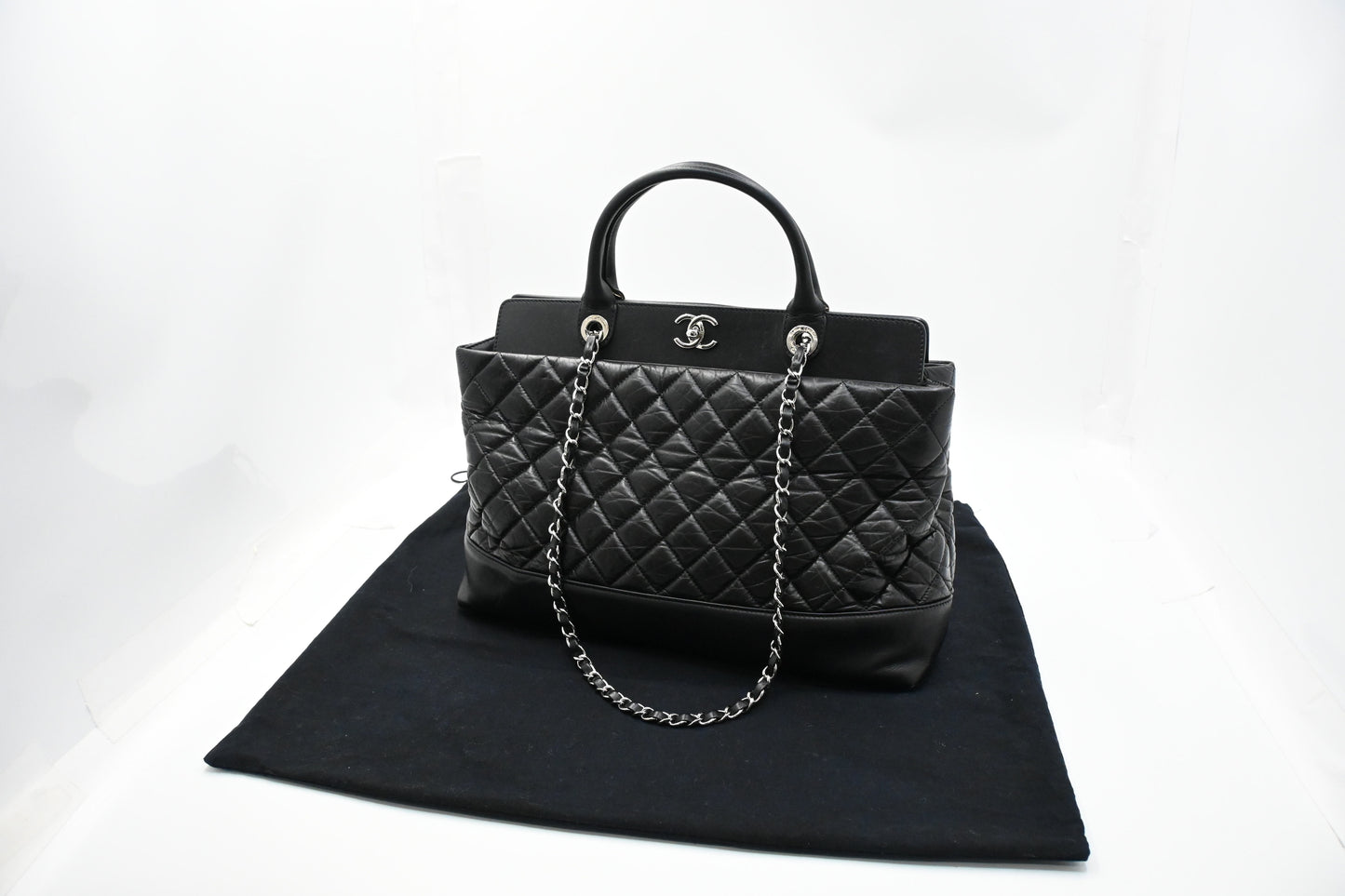 Chanel Portobello 2way Bag in Black Matelasse Leather