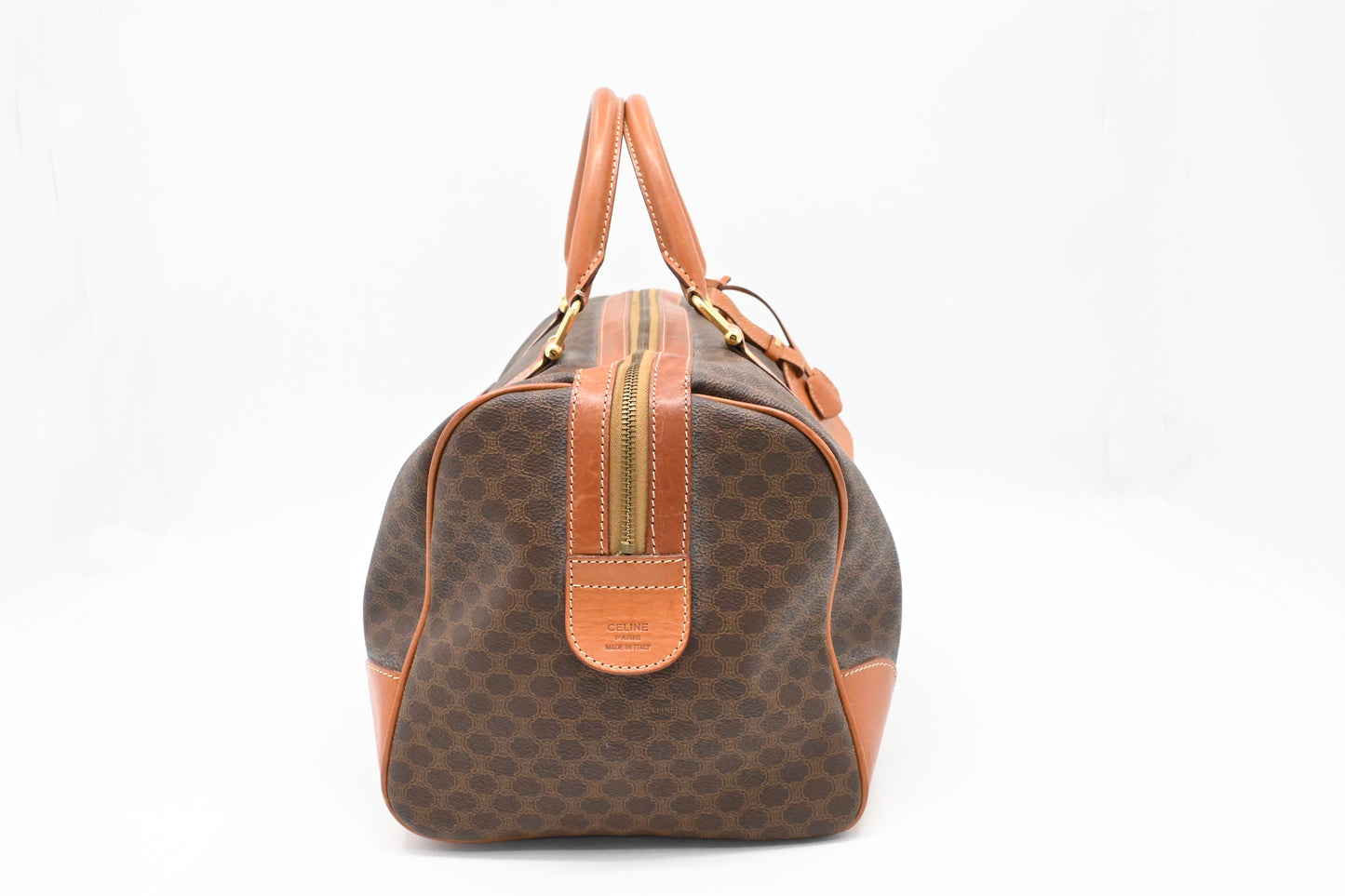 Celine Boston Bag in Brown Macadam Canvas
