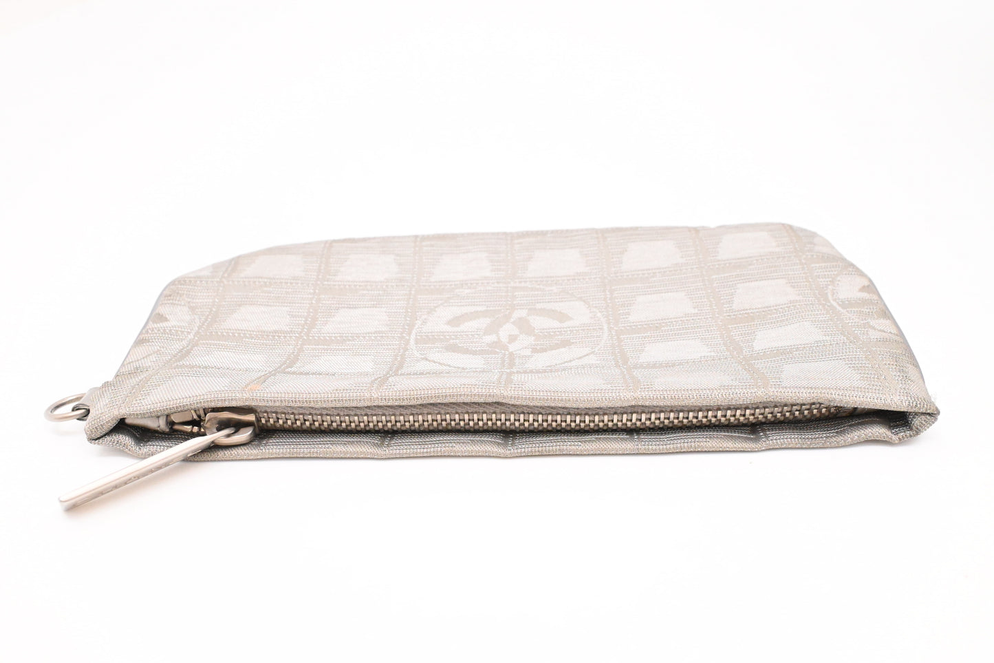 Chanel Small New Travel Line Tote in Silver Canvas