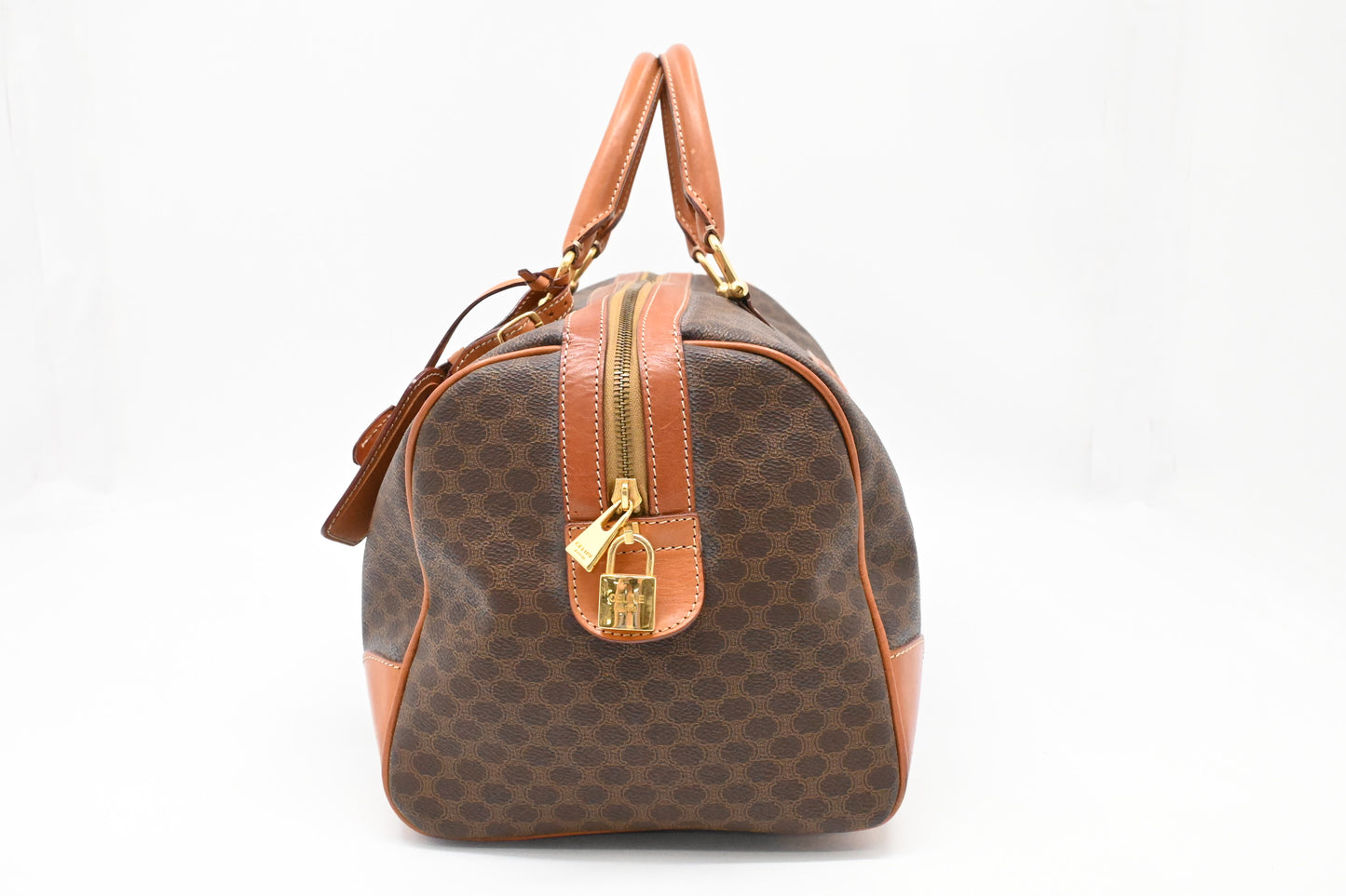 Celine Boston Bag in Brown Macadam Canvas