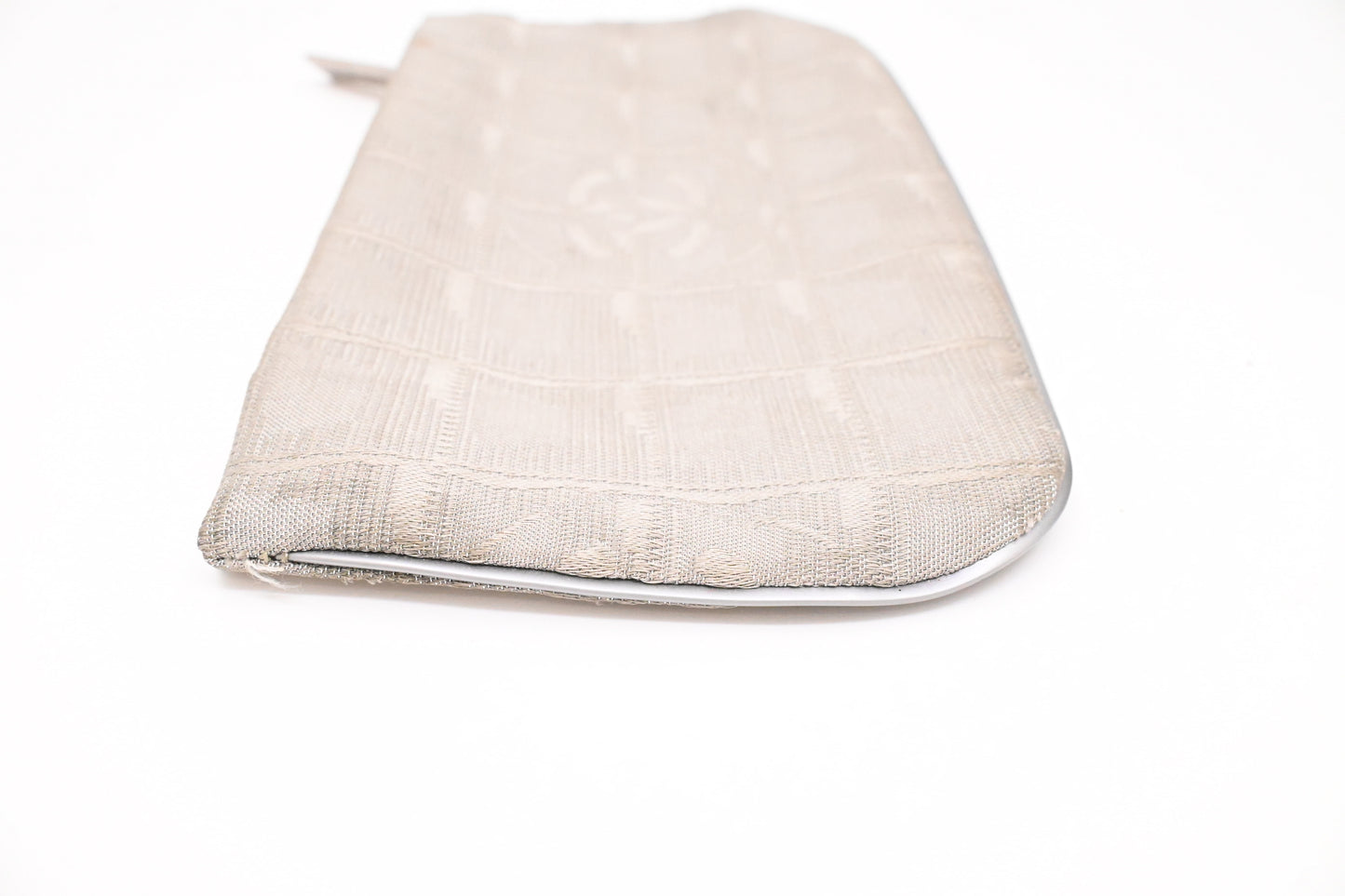Chanel Small New Travel Line Tote in Silver Canvas