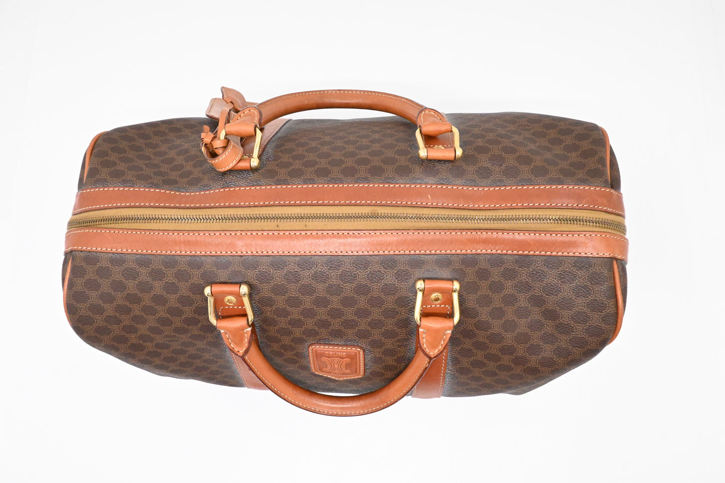 Celine Boston Bag in Brown Macadam Canvas