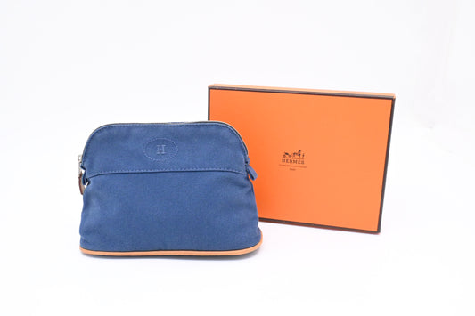Hermes Bolide Pouch 20 in Blue Canvas