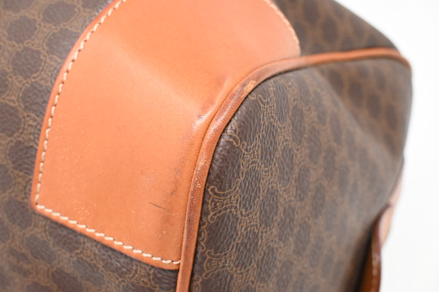 Celine Boston Bag in Brown Macadam Canvas