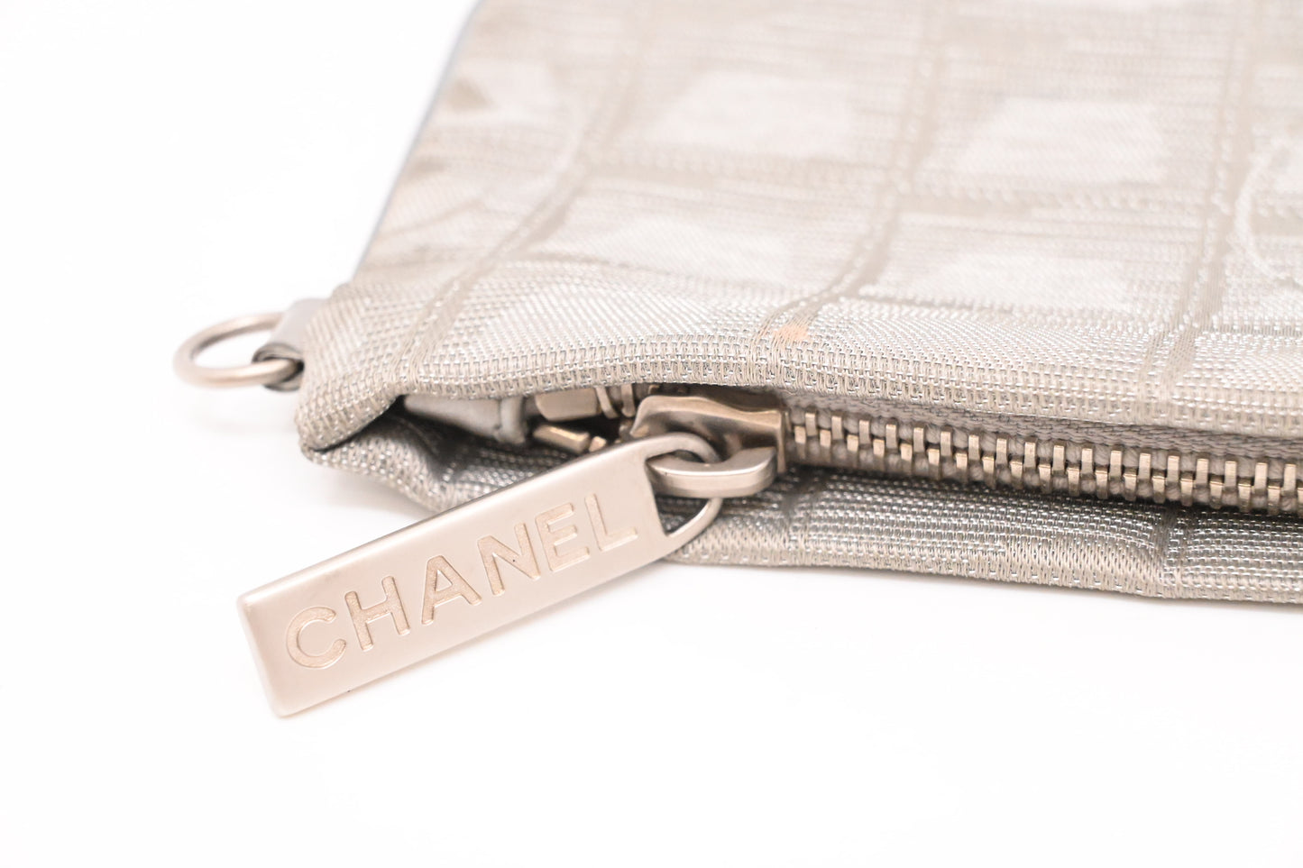 Chanel Small New Travel Line Tote in Silver Canvas