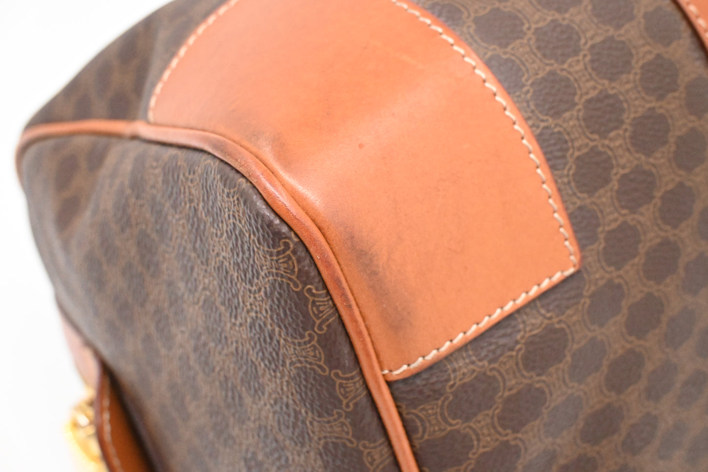 Celine Boston Bag in Brown Macadam Canvas