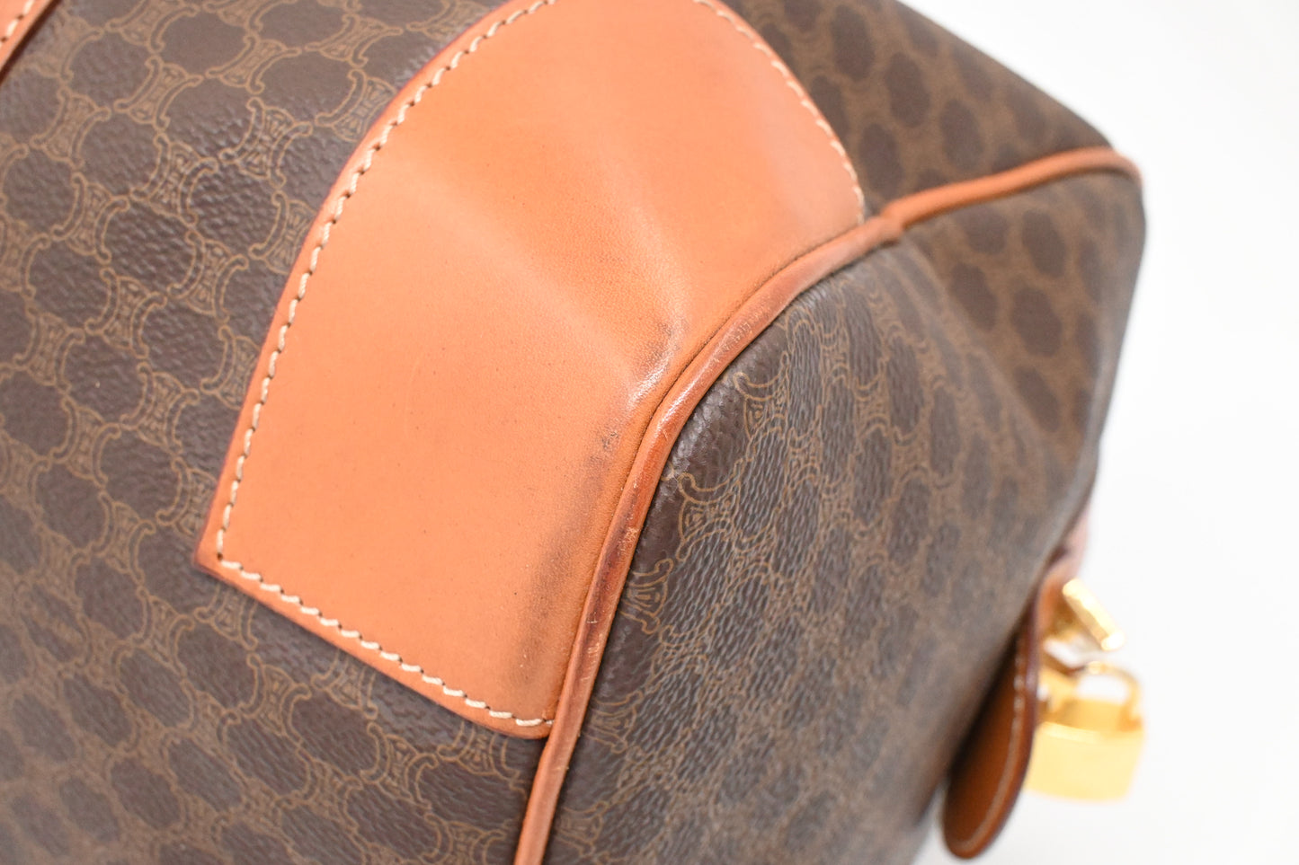 Celine Boston Bag in Brown Macadam Canvas