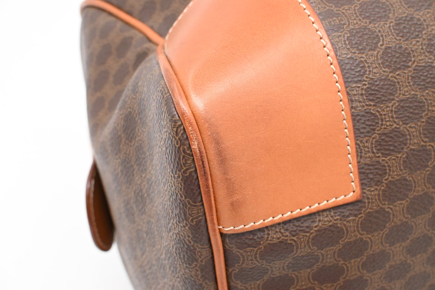 Celine Boston Bag in Brown Macadam Canvas