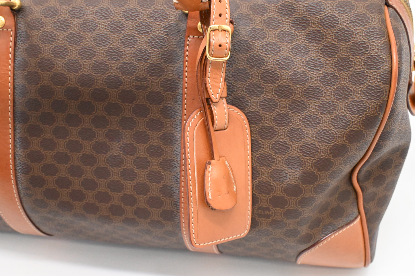 Celine Boston Bag in Brown Macadam Canvas