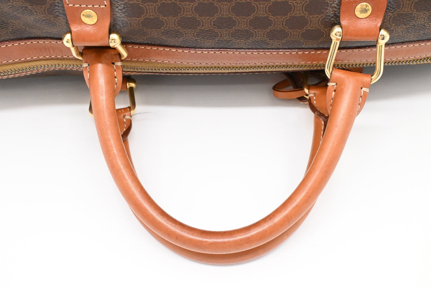 Celine Boston Bag in Brown Macadam Canvas