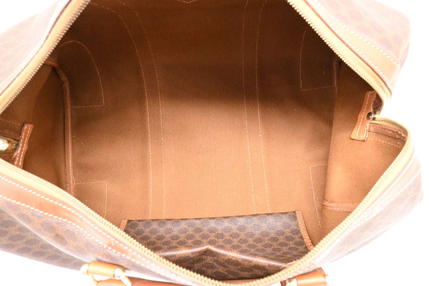 Celine Boston Bag in Brown Macadam Canvas
