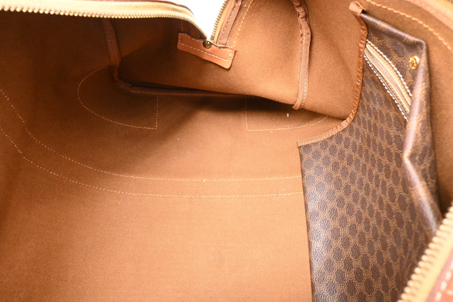 Celine Boston Bag in Brown Macadam Canvas
