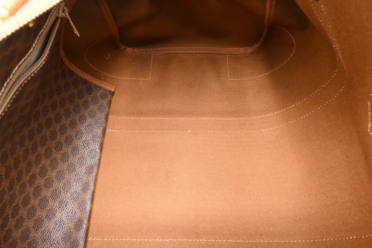 Celine Boston Bag in Brown Macadam Canvas