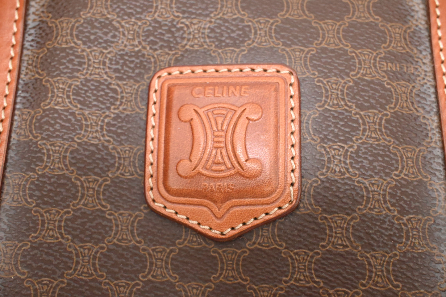 Celine Boston Bag in Brown Macadam Canvas