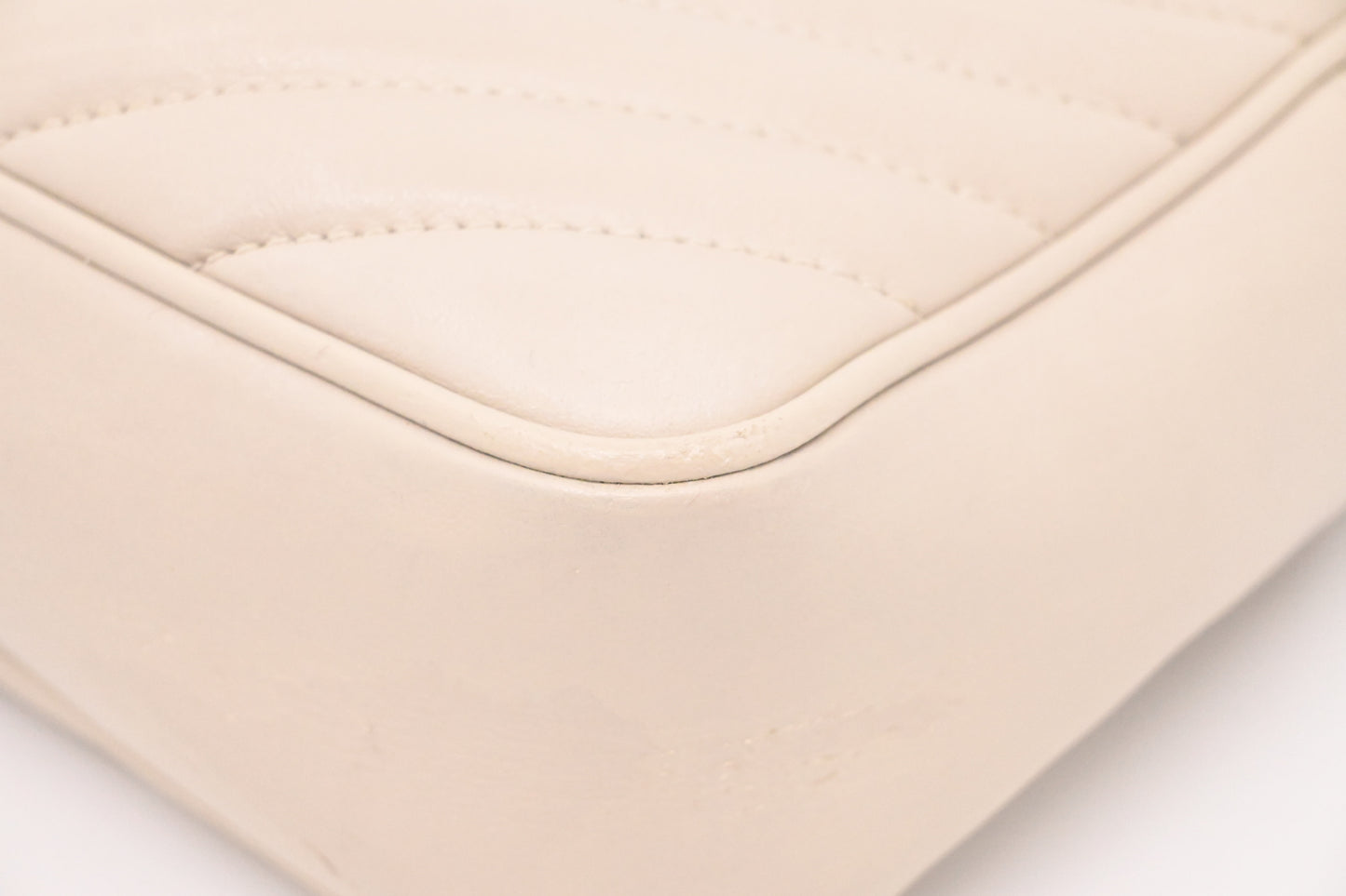 YSL Saint Laurent Lou Camera Bag in Off White Chevron Leather