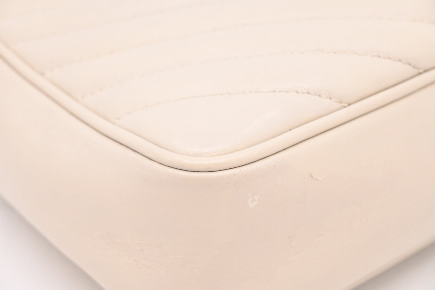 YSL Saint Laurent Lou Camera Bag in Off White Chevron Leather