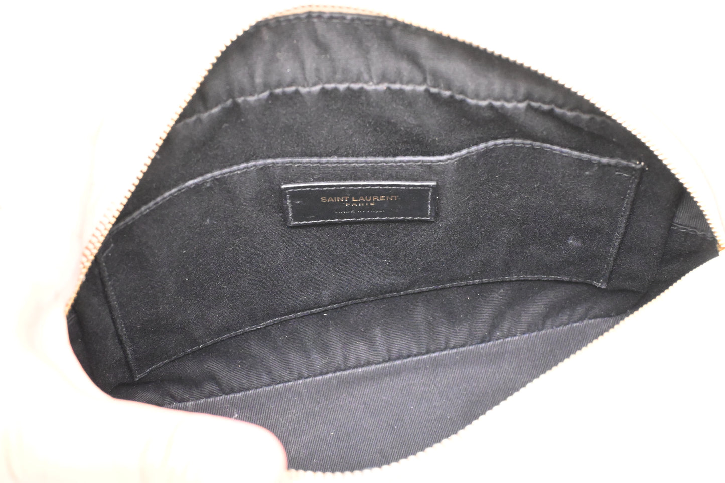YSL Saint Laurent Lou Camera Bag in Off White Chevron Leather