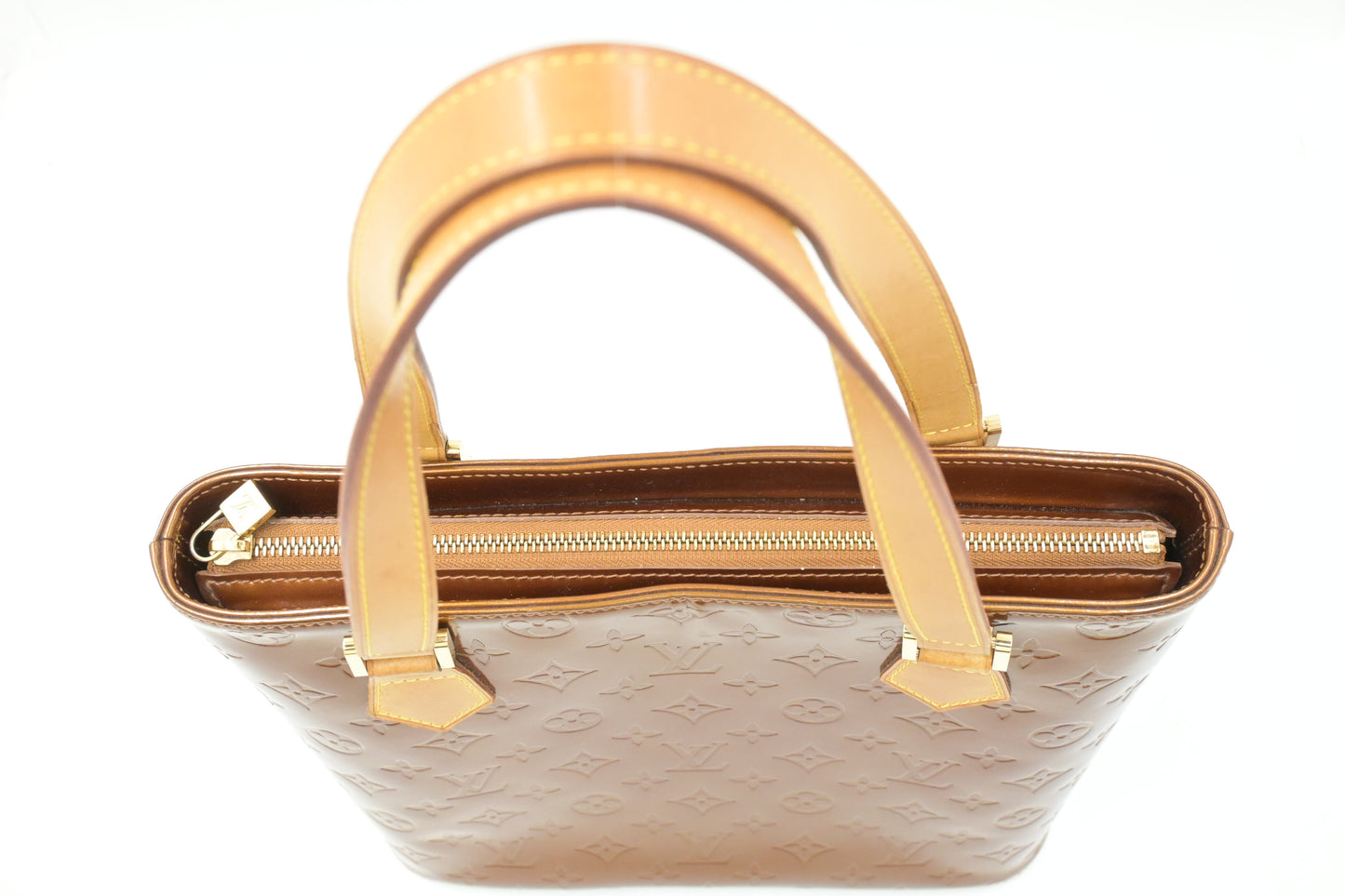 Louis Vuitton Houston in Bronze Vernis Leather