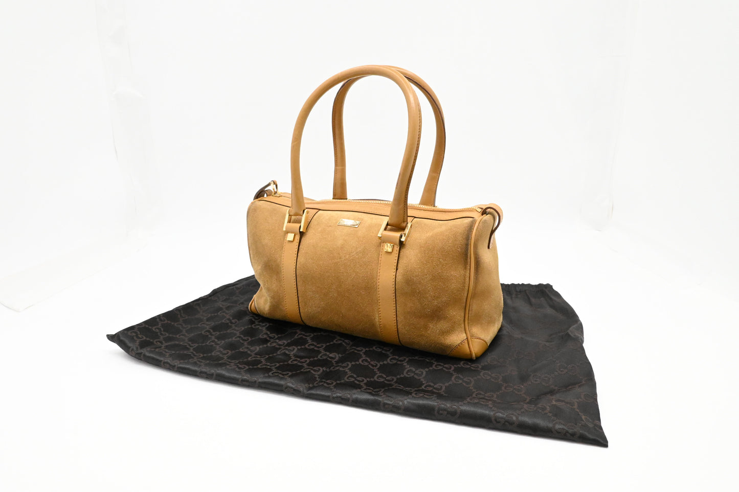 Gucci Small Boston Bag in Brown Suede