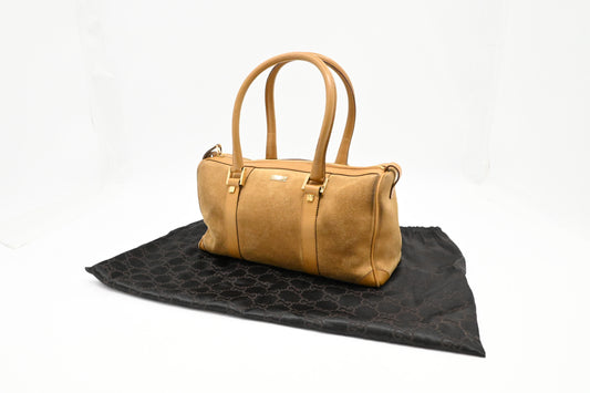 Gucci Small Boston Bag in Brown Suede