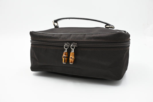 Gucci Vanity Pouch in Brown Canvas and Leather